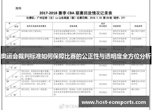 奥运会裁判标准如何保障比赛的公正性与透明度全方位分析