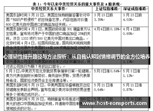 心理韧性提升路径与方法探析：从自我认知到情绪调节的全方位培养